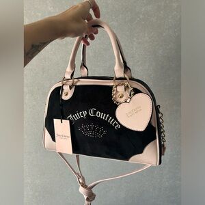 Juicy Couture viral velour urban heritage bowler bag w/ rhinestone logo